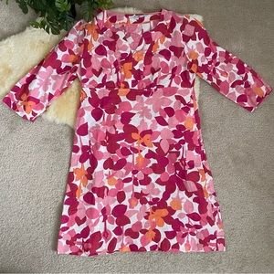 Cyber Monday Sale Boden 100% linen floral v-neck tunic dress 3/4 sleeves sz 10L